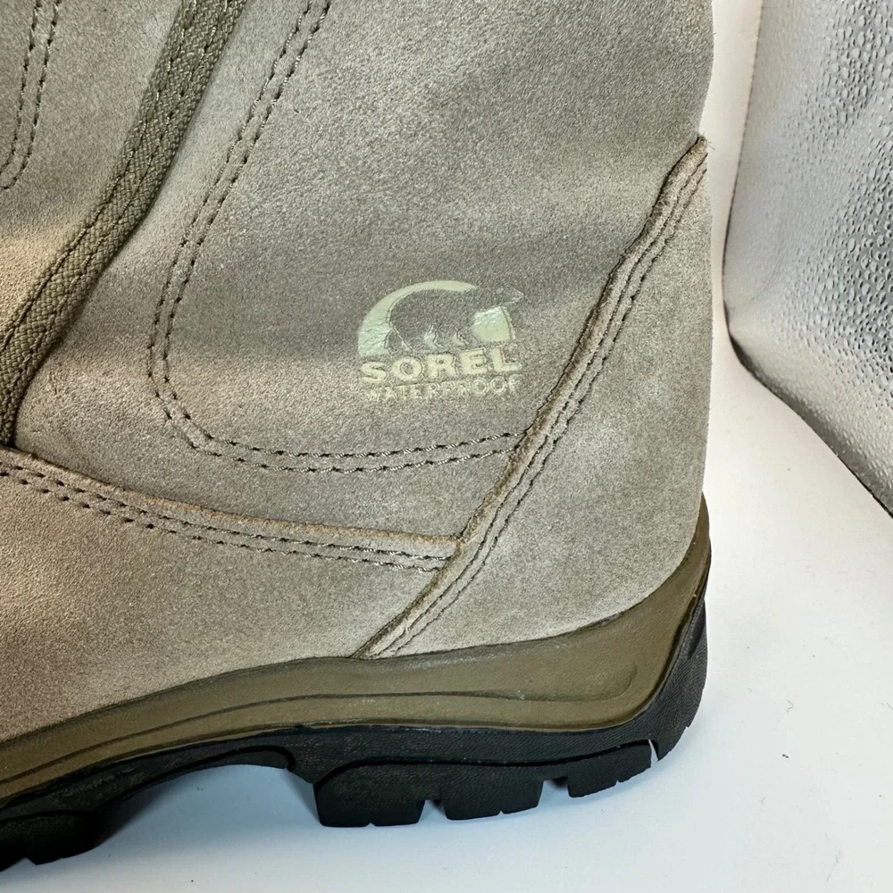 Sorel Waterproof Winter Boots Women 9 Tan Suede Faux Fur Gorpcore Outdoor 8174